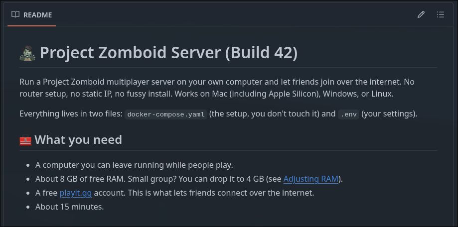 Screenshot of the zomboid-b42-server repository